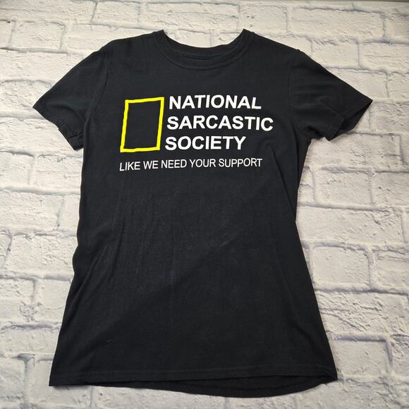 National Sarcastic Society Black T-shirt size Small Humorous Tee by Tee Luv - Picture 3 of 9